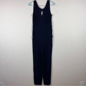 Donna Ricco Navy Blue Sleeveless Jumpsuit
